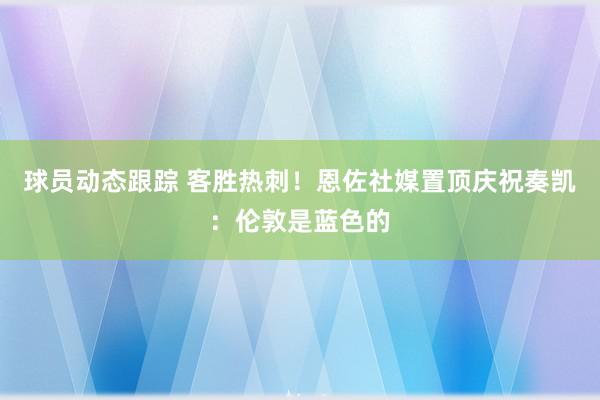 球员动态跟踪 客胜热刺！恩佐社媒置顶庆祝奏凯：伦敦是蓝色的