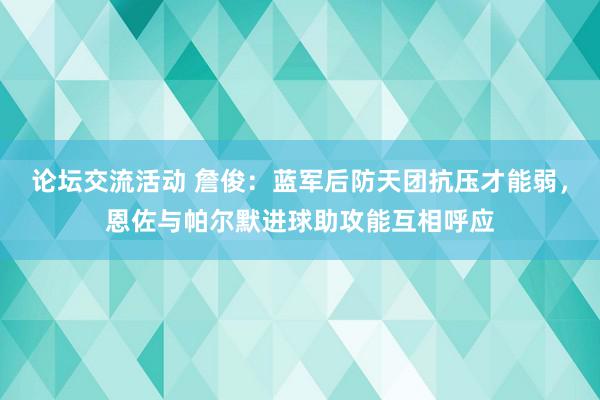 论坛交流活动 詹俊：蓝军后防天团抗压才能弱，恩佐与帕尔默进球助攻能互相呼应